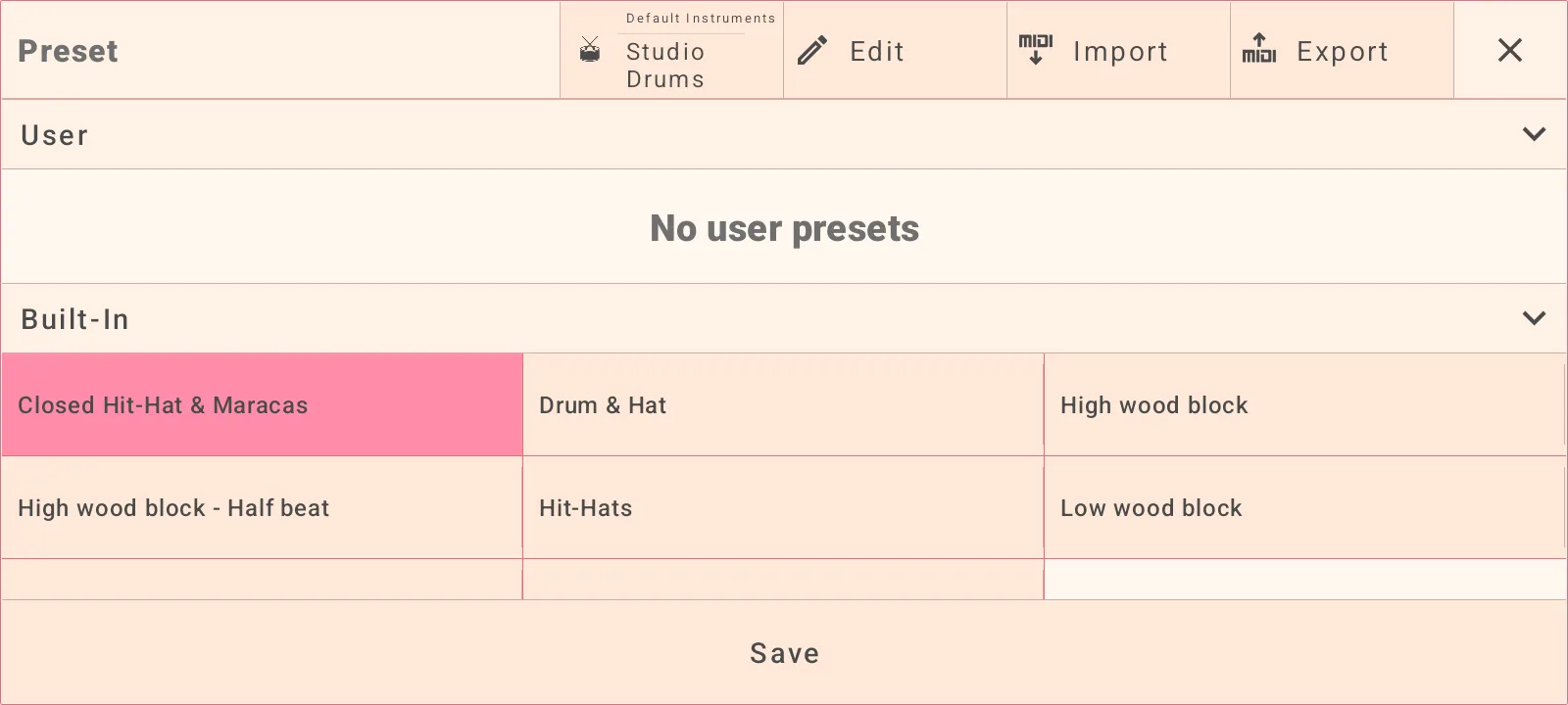 Preset library