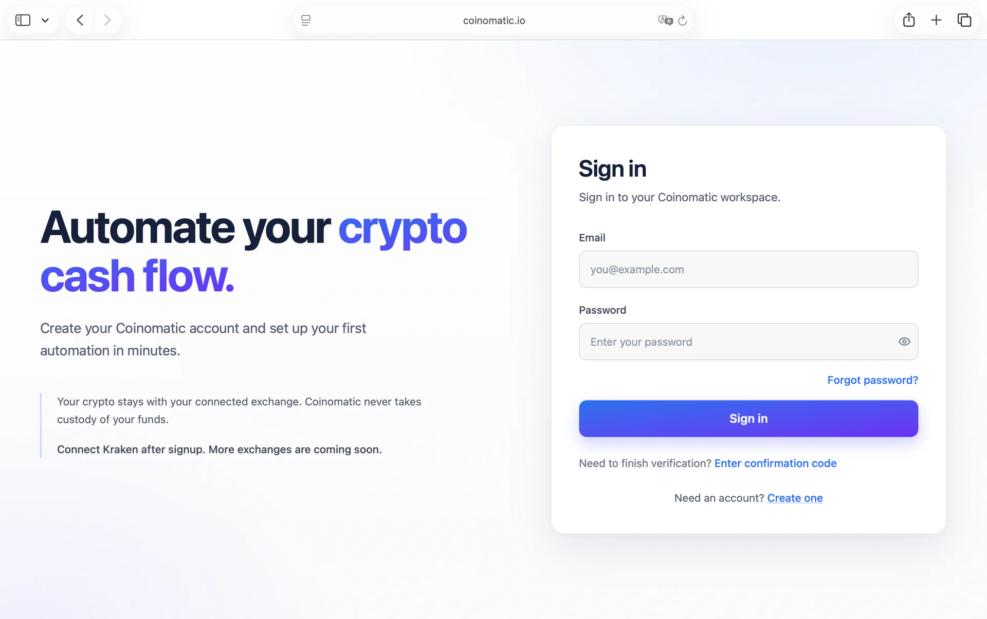Coinomatic secure sign-in and account-verification recovery.