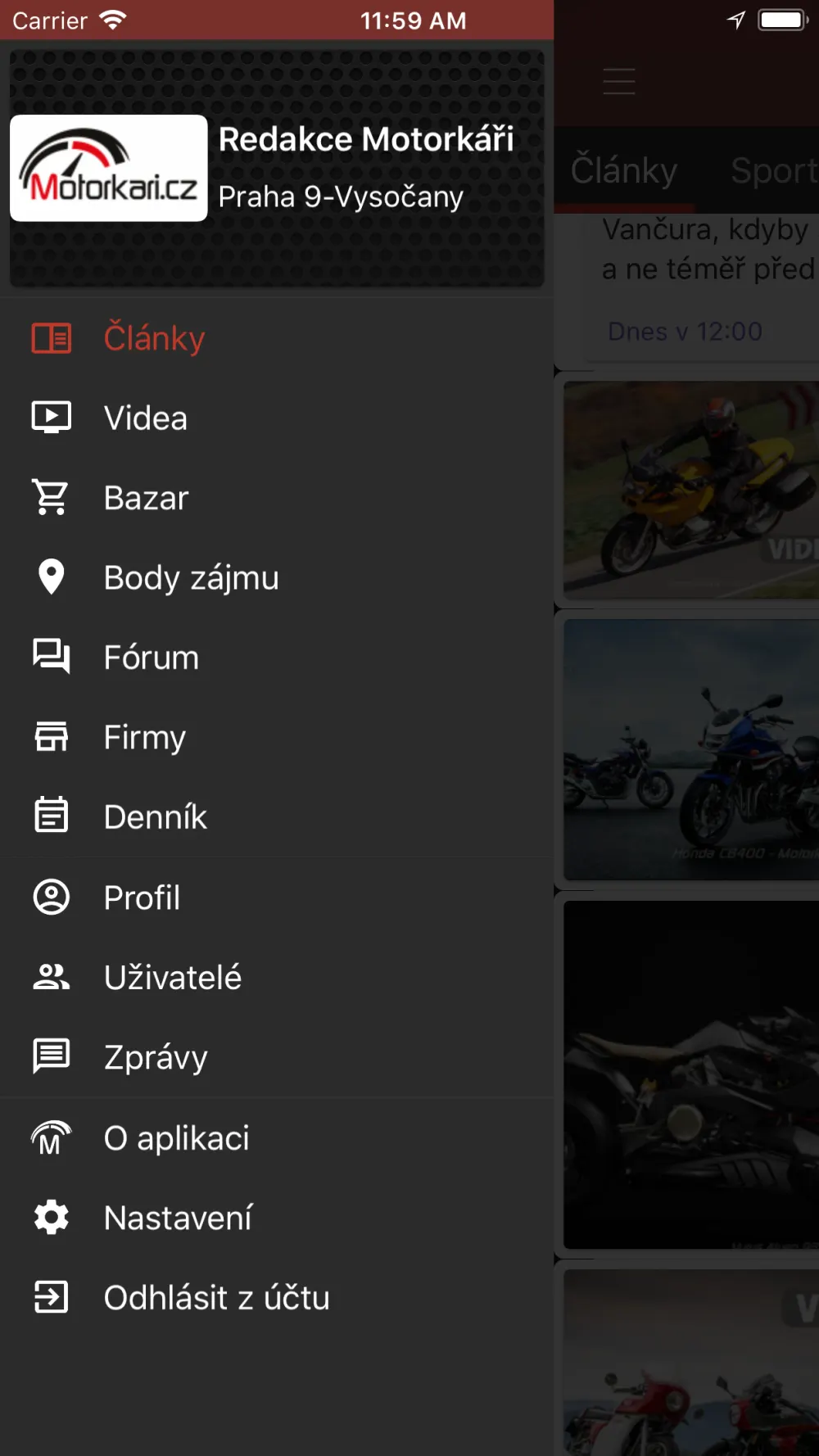 Captura de pantalla 1 de Motorkari.cz iPhone App Store.