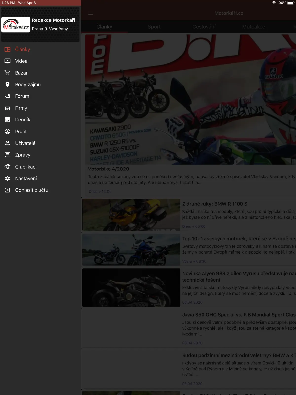 Captura de pantalla 1 de Motorkari.cz iPad App Store.