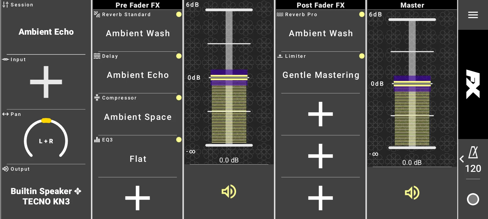 Audio Recorder main effects rack.