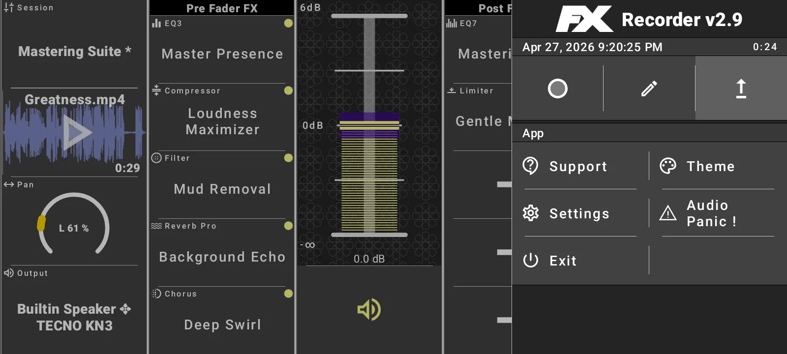 Audio Recorder app sampler export tools.