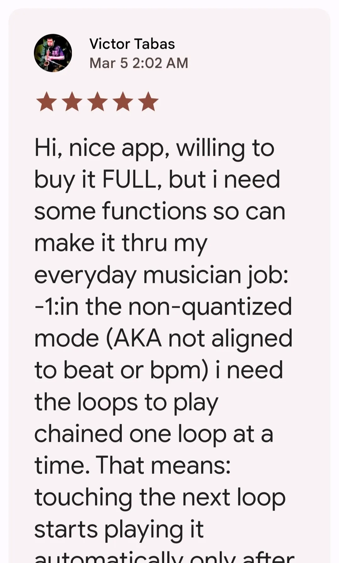 Audio Looper customer review 1.