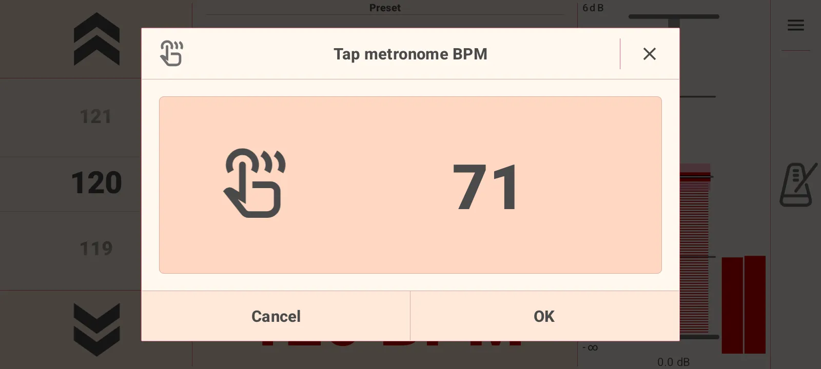 Metronome Tap BPM dialog.