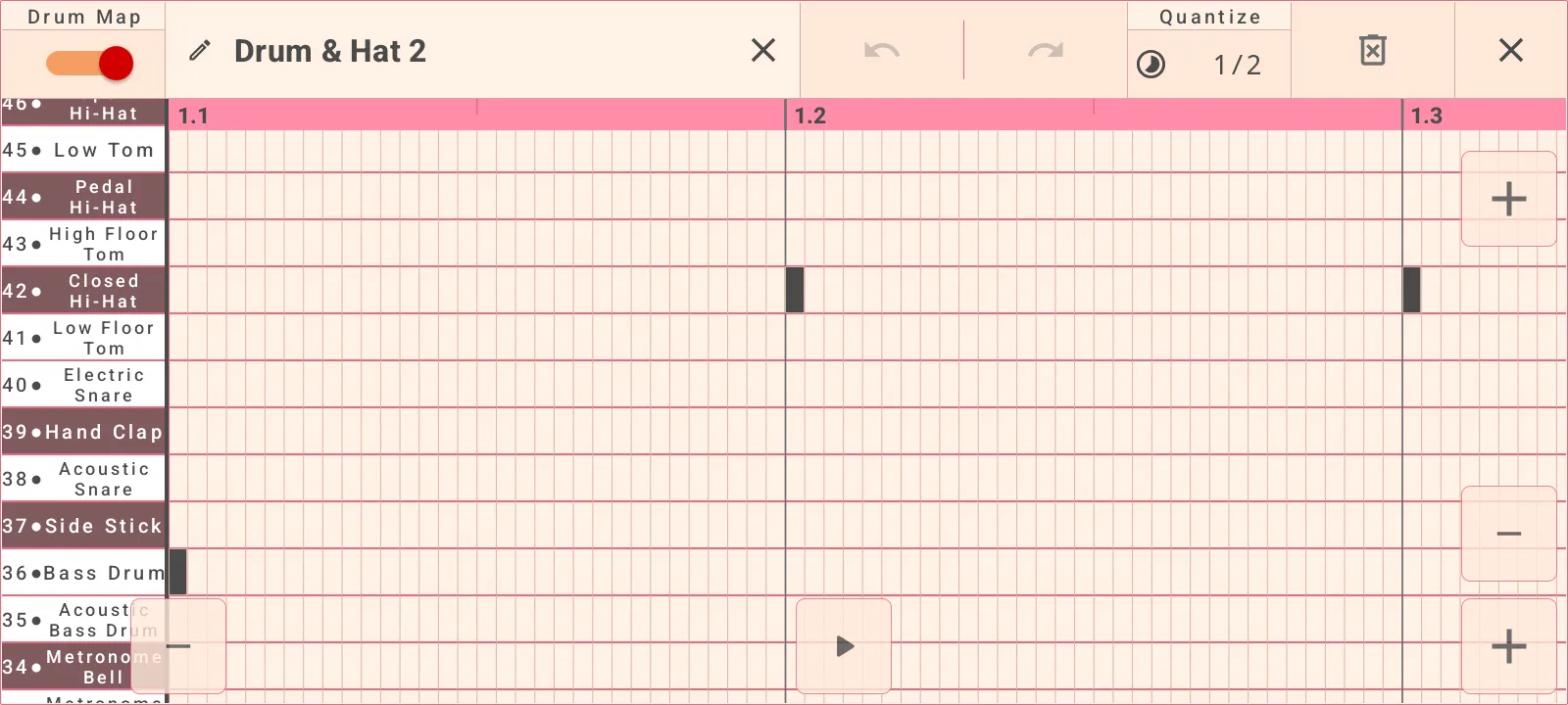 Metronome rhythm sequence editor.