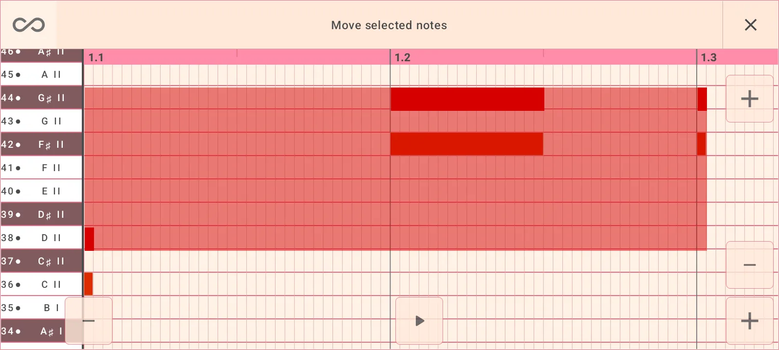Metronome note loudness editing.