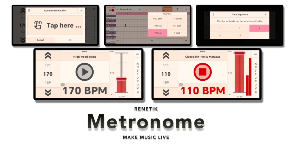 Metronome feature artwork presenting its Android interface.