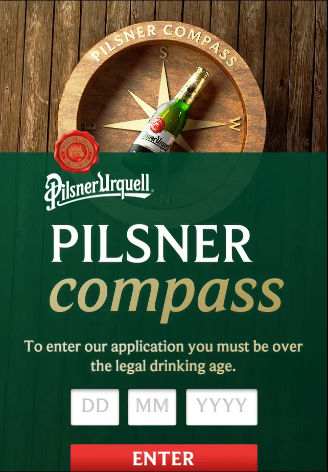 Layar aplikasi utama Pilsner Compass.
